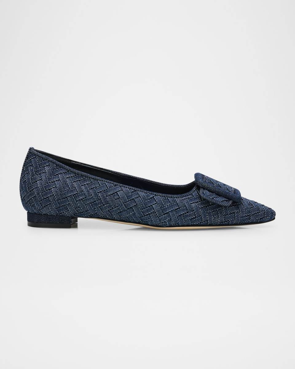 Maysale Chambray Flat Ballerina Pumps